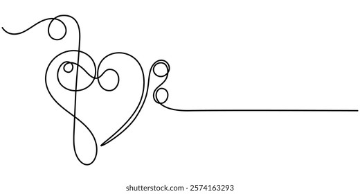 Treble and Bass Clef continuous one line drawing, continuous line drawing of treble clef music notes minimalist, Musical notes, Music Note Icon, f clef music note