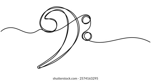 Treble and Bass Clef continuous one line drawing, continuous line drawing of treble clef music notes minimalist, Musical notes, Music Note Icon, f clef music note