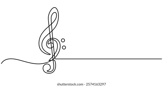 Treble and Bass Clef continuous one line drawing, continuous line drawing of treble clef music notes minimalist, Musical notes, Music Note Icon, f clef music note