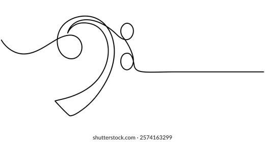 Treble and Bass Clef continuous one line drawing, continuous line drawing of treble clef music notes minimalist, Musical notes, Music Note Icon, f clef music note