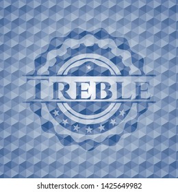Treble blue emblem with geometric pattern. Vector Illustration. Detailed.
