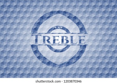 Treble blue polygonal emblem.