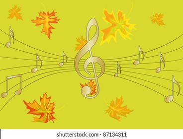 treble clef and autumn sheet