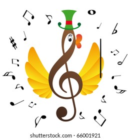 Treble clef  is bird