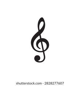 treble clef  - black vector icon silgouette on white background.