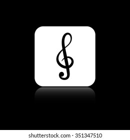 treble clef - black vector icon on the white button