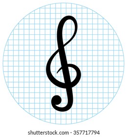 treble clef -  black vector icon