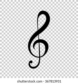 treble clef  - black vector icon