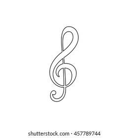 treble clef -  black vector icon
