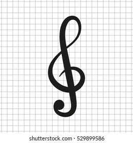 treble clef -  black vector icon