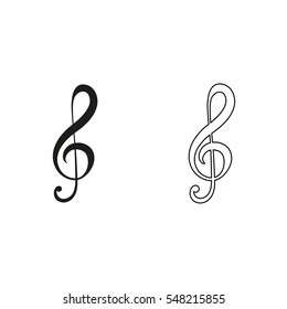 treble clef  - black vector icon