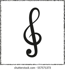 treble clef  - black vector icon