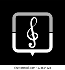 treble clef  - black vector icon
