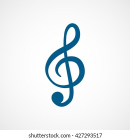 Treble Clef Blue Icon On White Background
