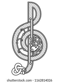 Treble clef in Celtic style.