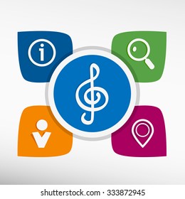 Treble clef color icon, vector illustration. Flat design style