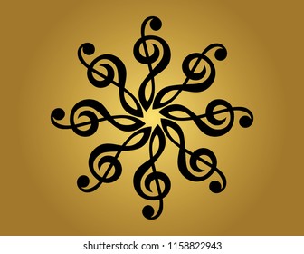 Treble Clef Composition on Golden Background