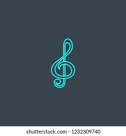treble clef concept blue line icon. Simple thin element on dark background. treble clef concept outline symbol design from Music set. Can be used for web and mobile UI/UX