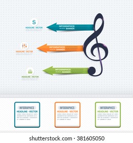 Treble Clef Concept Infographics Multicolored Arrows, Web Elements Template