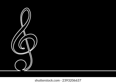 Treble clef continuous line concept music - stock vector