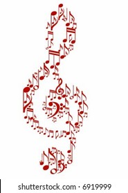 Treble clef design by musical notes