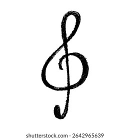 Treble clef doodle. Hand drawn musical symbol. Single element for print, web, design, decor, logo