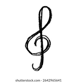 Treble clef doodle. Hand drawn musical symbol. Single element for print, web, design, decor, logo