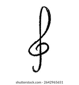 Treble clef doodle. Hand drawn musical symbol. Single element for print, web, design, decor, logo