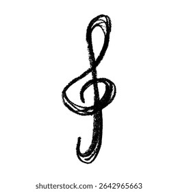 Treble clef doodle. Hand drawn musical symbol. Single element for print, web, design, decor, logo