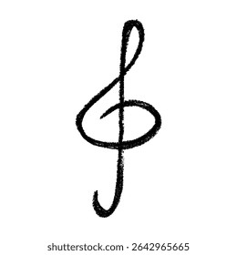 Treble clef doodle. Hand drawn musical symbol. Single element for print, web, design, decor, logo