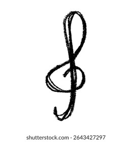 Treble clef doodle. Hand drawn musical symbol. Single element for print, web, design, decor, logo