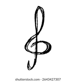 Treble clef doodle. Hand drawn musical symbol. Single element for print, web, design, decor, logo