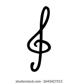 Treble clef doodle. Hand drawn musical symbol. Single element for print, web, design, decor, logo