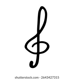 Treble clef doodle. Hand drawn musical symbol. Single element for print, web, design, decor, logo