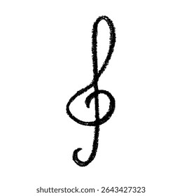Treble clef doodle. Hand drawn musical symbol. Single element for print, web, design, decor, logo