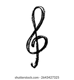 Treble clef doodle. Hand drawn musical symbol. Single element for print, web, design, decor, logo