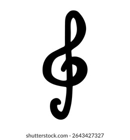 Treble clef doodle. Hand drawn musical symbol. Single element for print, web, design, decor, logo