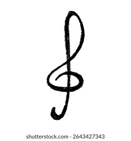Treble clef doodle. Hand drawn musical symbol. Single element for print, web, design, decor, logo