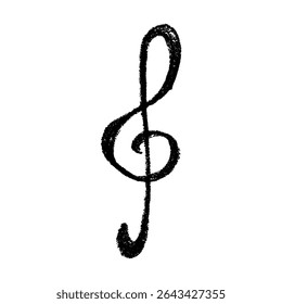 Treble clef doodle. Hand drawn musical symbol. Single element for print, web, design, decor, logo