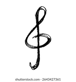 Treble clef doodle. Hand drawn musical symbol. Single element for print, web, design, decor, logo