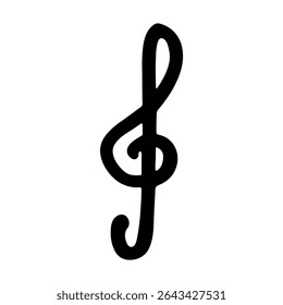 Treble clef doodle. Hand drawn musical symbol. Single element for print, web, design, decor, logo