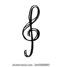 Treble clef doodle. Hand drawn musical symbol. Single element for print, web, design, decor, logo