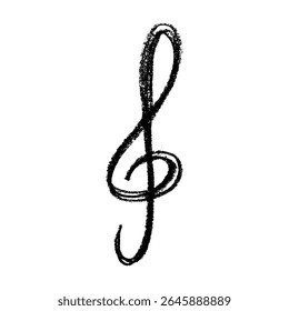Treble clef doodle. Hand drawn musical symbol. Single element for print, web, design, decor, logo