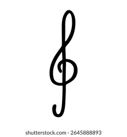 Treble clef doodle. Hand drawn musical symbol. Single element for print, web, design, decor, logo