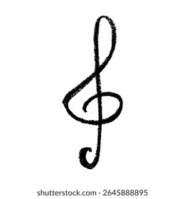 Treble clef doodle. Hand drawn musical symbol. Single element for print, web, design, decor, logo