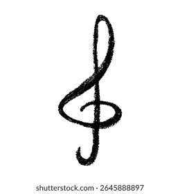 Treble clef doodle. Hand drawn musical symbol. Single element for print, web, design, decor, logo