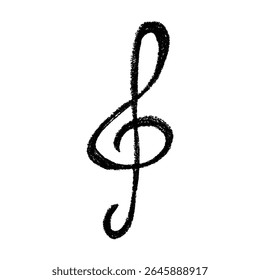 Treble clef doodle. Hand drawn musical symbol. Single element for print, web, design, decor, logo