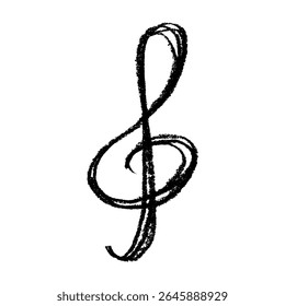 Treble clef doodle. Hand drawn musical symbol. Single element for print, web, design, decor, logo