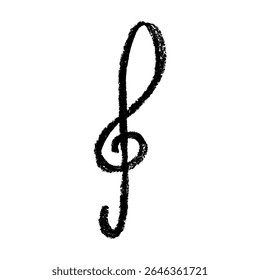 Treble clef doodle. Hand drawn musical symbol. Single element for print, web, design, decor, logo