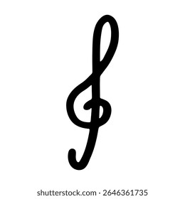 Treble clef doodle. Hand drawn musical symbol. Single element for print, web, design, decor, logo